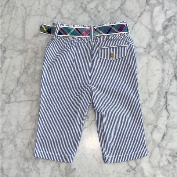 Ralph Lauren White Button Down Shirt with stripe blue pants & belt 6M - Picture 7 of 8